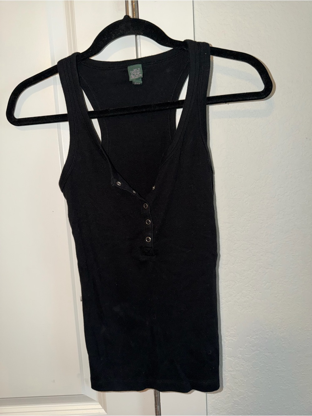 wild fable Black Ribbed Henley Tank
